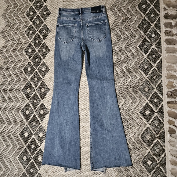 Risen Jeans High Rise Vintage Inspired Bell Bottom Distressed Split Hem 0 24 - Picture 15 of 17